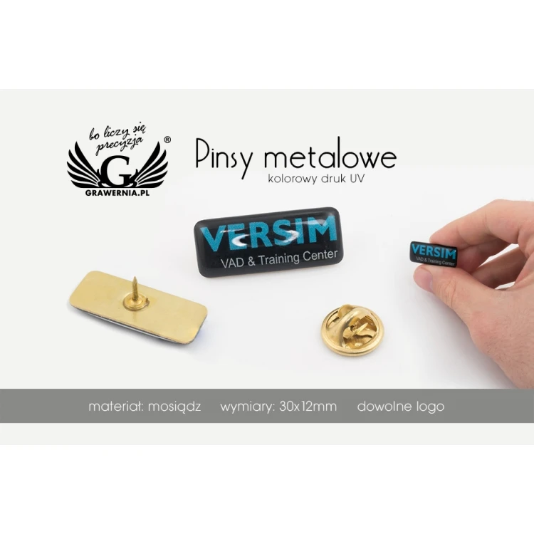 Pinsy z mosiądzu - wypukłe 3D doming - dowolne logo - PWD010