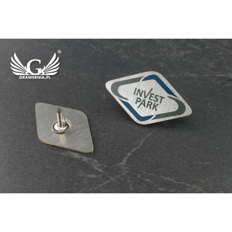 Pinsy mosiężne z Twoim logo - wym. 26x15mm - druk UV - PS041