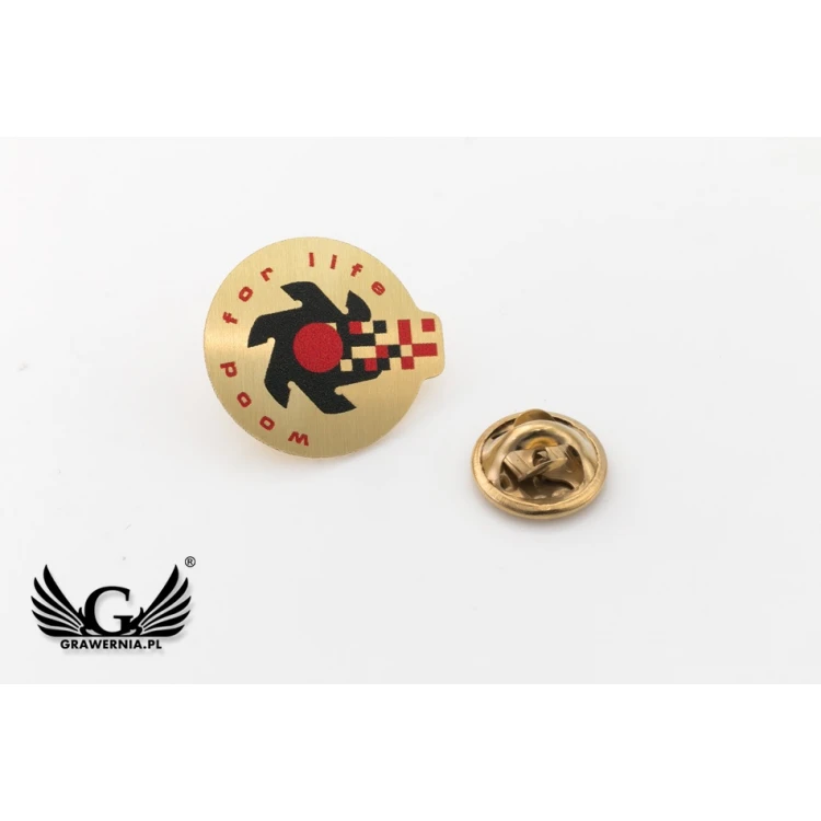 Pinsy mosiężne z Twoim logo - wym. 22x20mm - druk UV - PS042 
