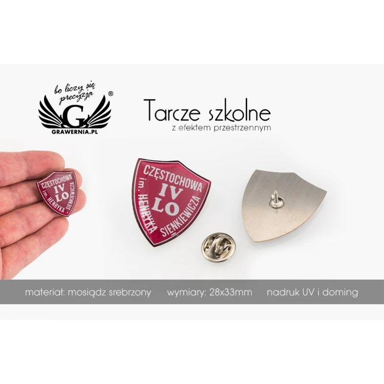 Pinsy - Tarcze z logo szkoły - wypukłe 3D doming - PWD013