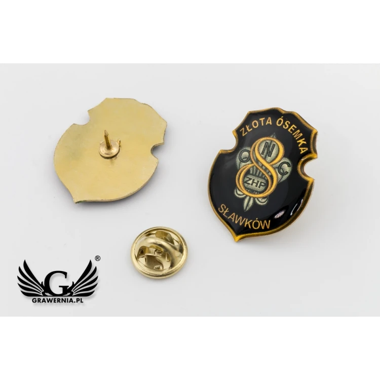 Pinsy z mosiądzu - wypukłe 3D doming - dowolne logo - PWD001
