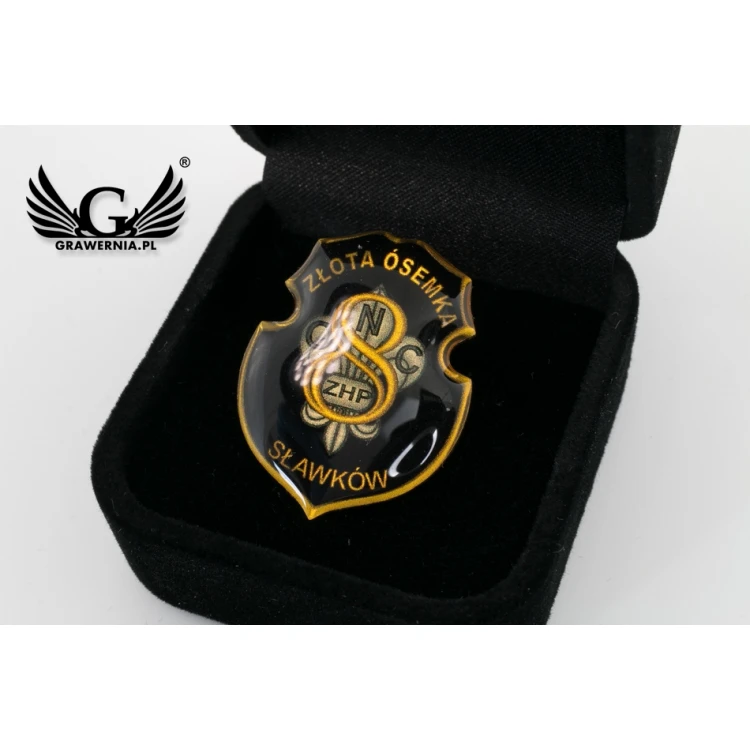 Pinsy z mosiądzu - wypukłe 3D doming - dowolne logo - PWD001