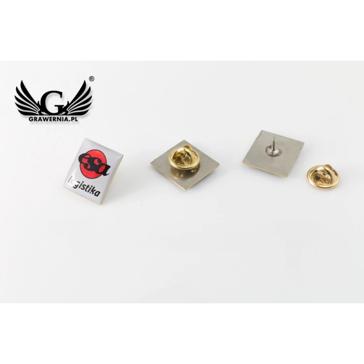 Pinsy z mosiądzu srebrzonego - wypukłe 3D doming - dowolne logo - PWD003