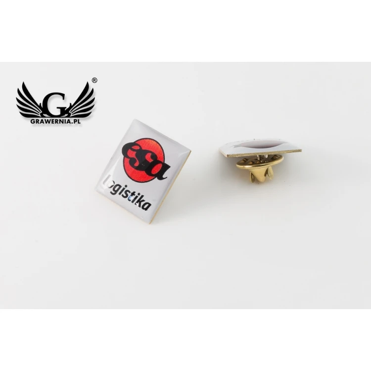 Pinsy z mosiądzu srebrzonego - wypukłe 3D doming - dowolne logo - PWD003