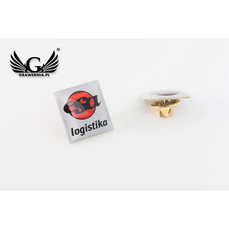 Pinsy z mosiądzu srebrzonego - wypukłe 3D doming - dowolne logo - PWD003
