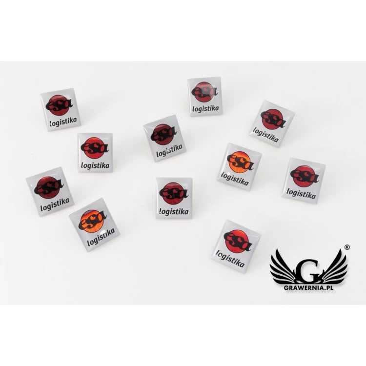 Pinsy z mosiądzu srebrzonego - wypukłe 3D doming - dowolne logo - PWD003