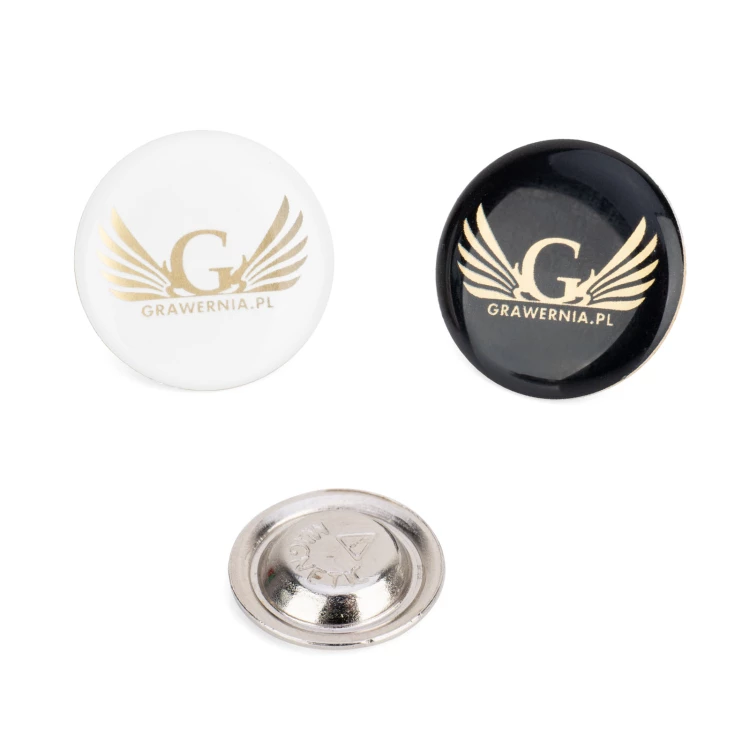 Pinsy z mosiądzu surowego - wypukłe 3D doming - dowolne logo - PWD032