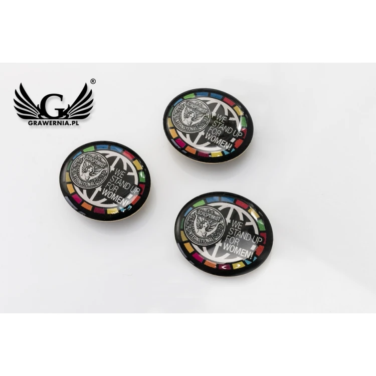 Pinsy z mosiądzu magnetyczne - wypukłe 3D doming - dowolne logo - PWD002 