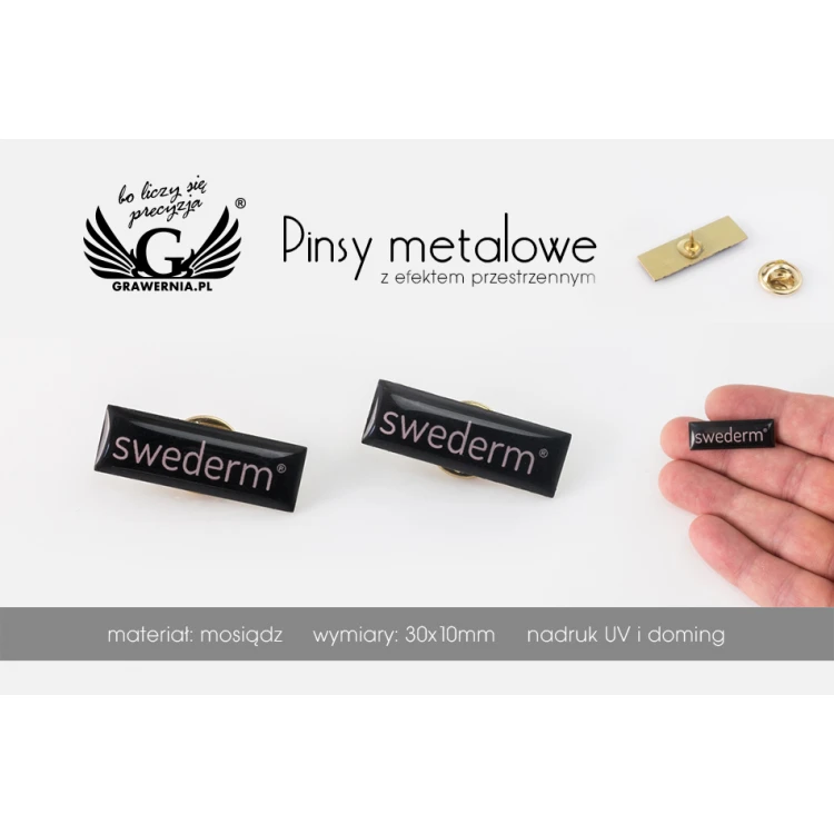 Pinsy z mosiądzu - wypukłe 3D doming - dowolne logo - PWD004