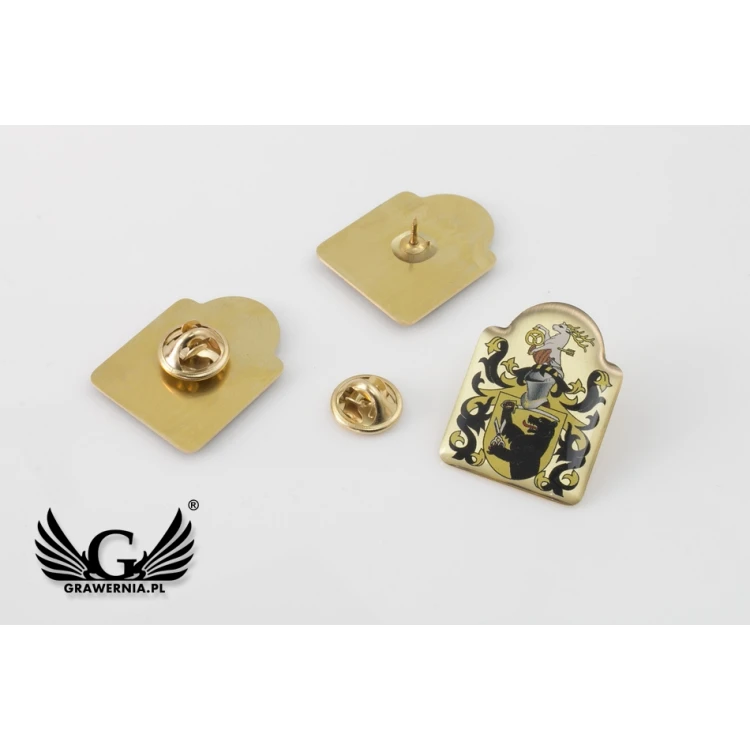 Pinsy z mosiądzu - wypukłe 3D doming - dowolne logo - PWD005