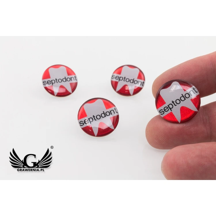 Pinsy z mosiądzu - wypukłe 3D doming - dowolne logo - PWD009