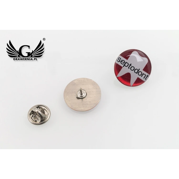 Pinsy z mosiądzu - wypukłe 3D doming - dowolne logo - PWD009