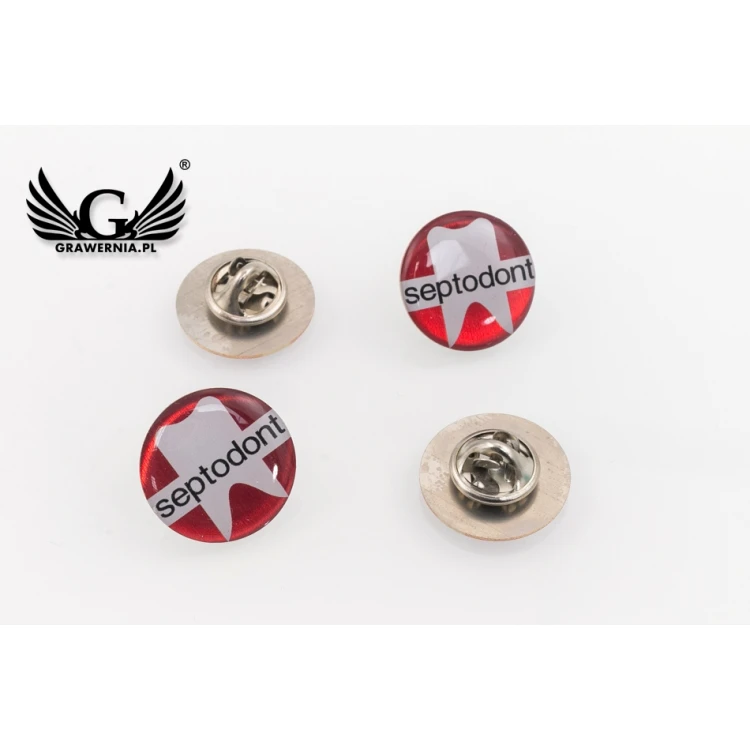 Pinsy z mosiądzu - wypukłe 3D doming - dowolne logo - PWD009