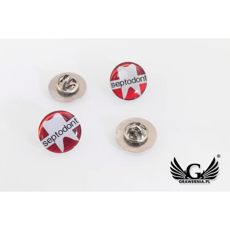Pinsy z mosiądzu - wypukłe 3D doming - dowolne logo - PWD009