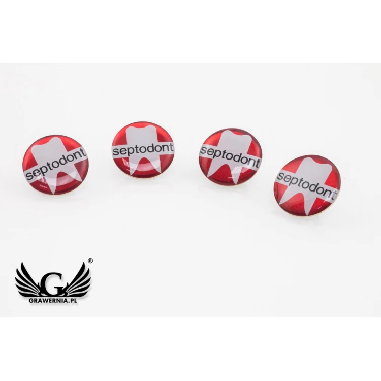 Pinsy z mosiądzu - wypukłe 3D doming - dowolne logo - PWD009