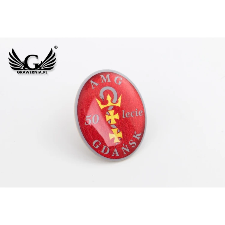 Pinsy z mosiądzu - wypukłe 3D doming - dowolne logo - PWD012