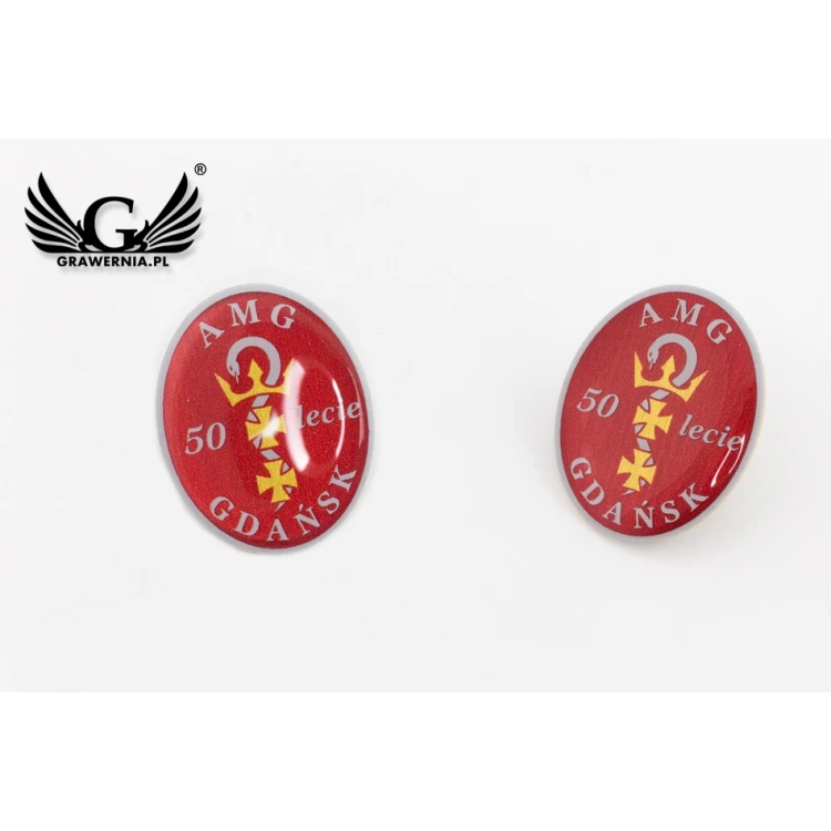 Pinsy z mosiądzu - wypukłe 3D doming - dowolne logo - PWD012