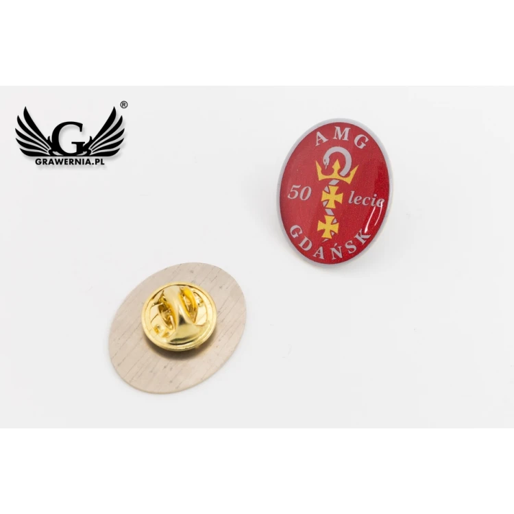 Pinsy z mosiądzu - wypukłe 3D doming - dowolne logo - PWD012