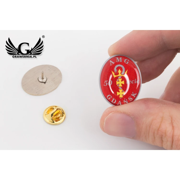 Pinsy z mosiądzu - wypukłe 3D doming - dowolne logo - PWD012