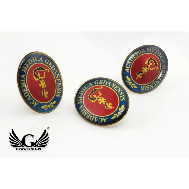 Pinsy z mosiądzu - wypukłe 3D doming - dowolne logo - PWD015