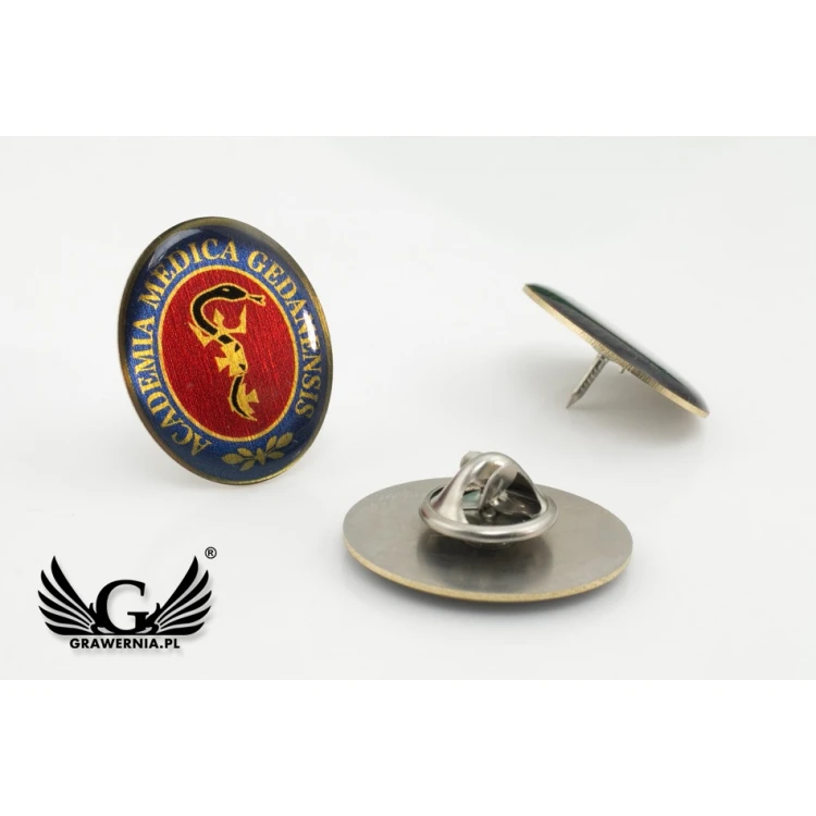 Pinsy z mosiądzu - wypukłe 3D doming - dowolne logo - PWD015