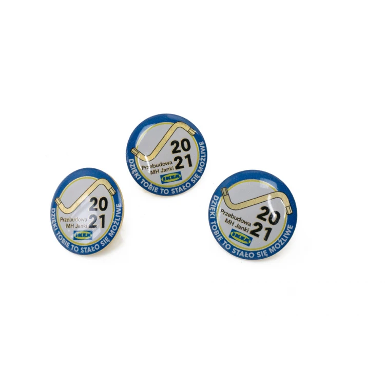 Pinsy z mosiądzu - wypukłe 3D doming - dowolne logo - PWD020