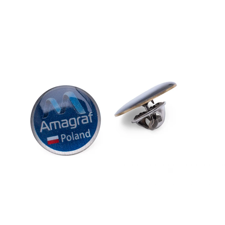 Pinsy z mosiądzu - wypukłe 3D doming - dowolne logo - PWD027