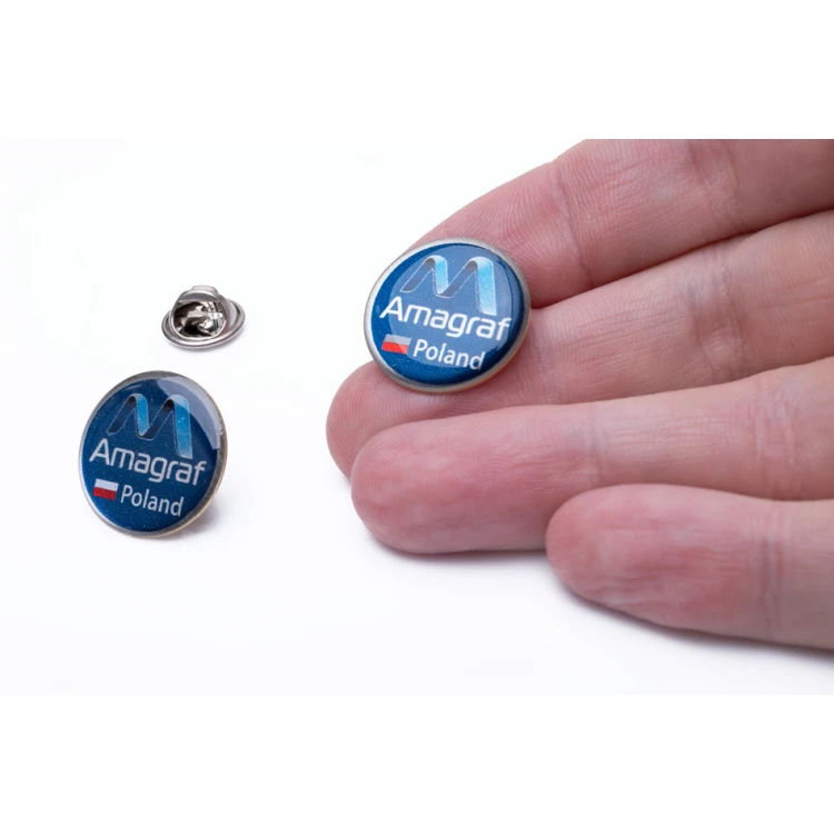 Pinsy z mosiądzu - wypukłe 3D doming - dowolne logo - PWD027