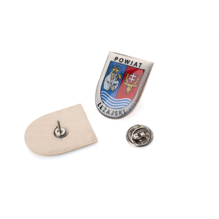 Pinsy z mosiądzu z dowolnym herbem miasta - wypukłe 3D doming - dowolne logo - PWD028