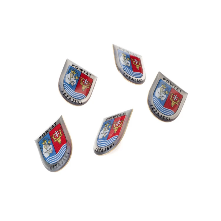 Pinsy z mosiądzu z dowolnym herbem miasta - wypukłe 3D doming - dowolne logo - PWD028