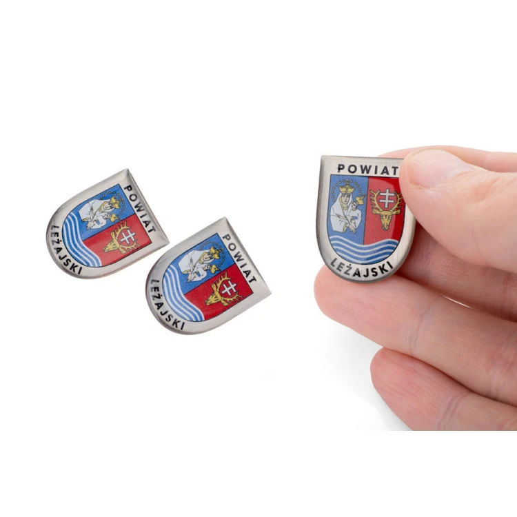 Pinsy z mosiądzu z dowolnym herbem miasta - wypukłe 3D doming - dowolne logo - PWD028