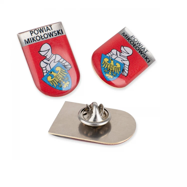 Pinsy z mosiądzu z dowolnym herbem miasta - wypukłe 3D doming - dowolne logo - PWD029