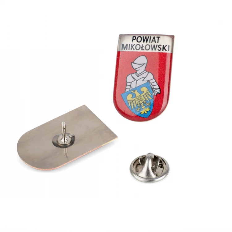 Pinsy z mosiądzu z dowolnym herbem miasta - wypukłe 3D doming - dowolne logo - PWD029