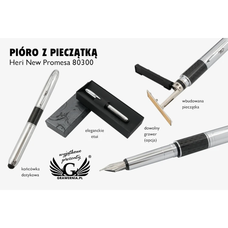Pióro wieczne z pieczątką HERI New Promesa Stamp&Touch - srebrny - HER010