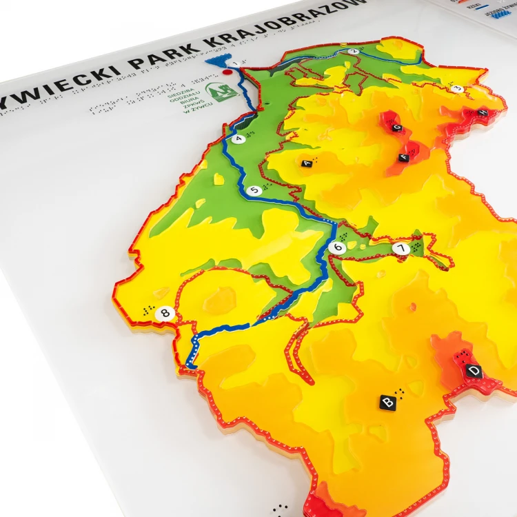 Mapa tyflograficzna parku krajobrazowego z pismem Braille'a - wym: 1100x700mm - TAB515