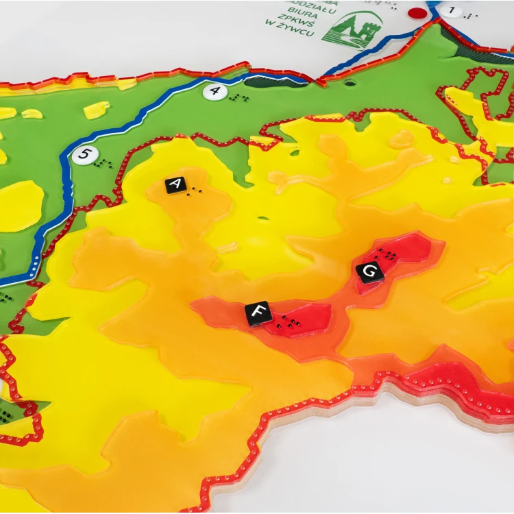 Mapa tyflograficzna parku krajobrazowego z pismem Braille'a - wym: 1100x700mm - TAB515