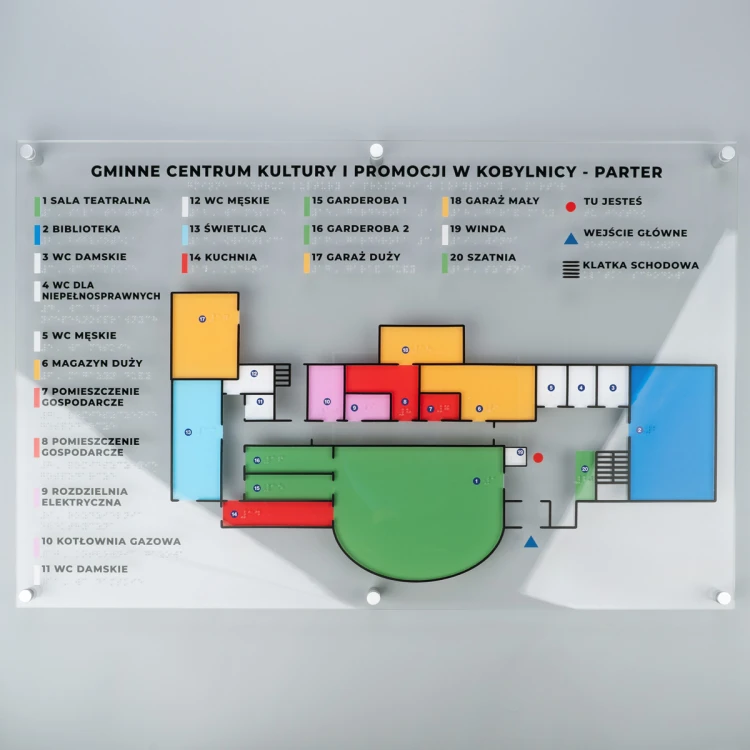 Plan tyflograficzny z pismem Braille'a - plexi i ADA - wym: 695x450mm - TAB466