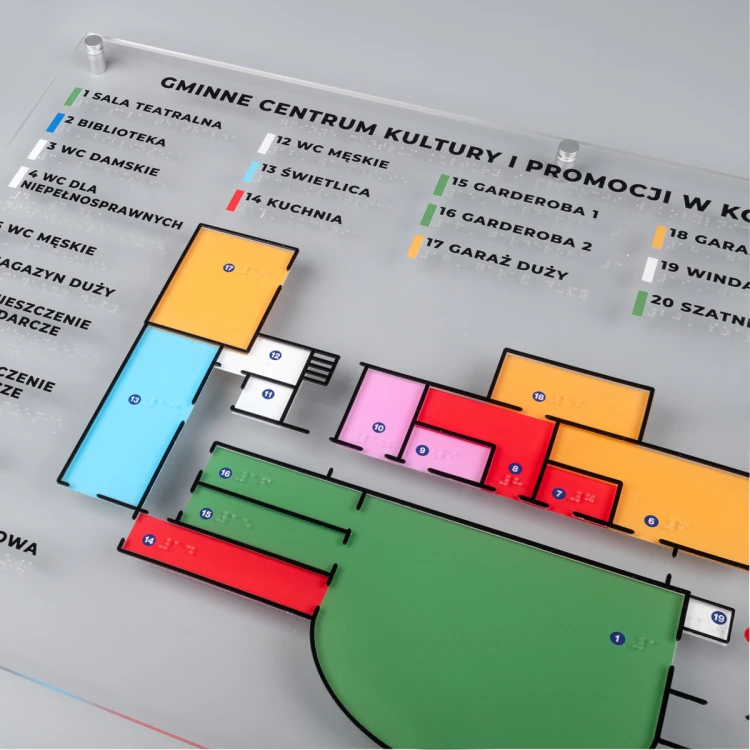 Plan tyflograficzny z pismem Braille'a - plexi i ADA - wym: 695x450mm - TAB466