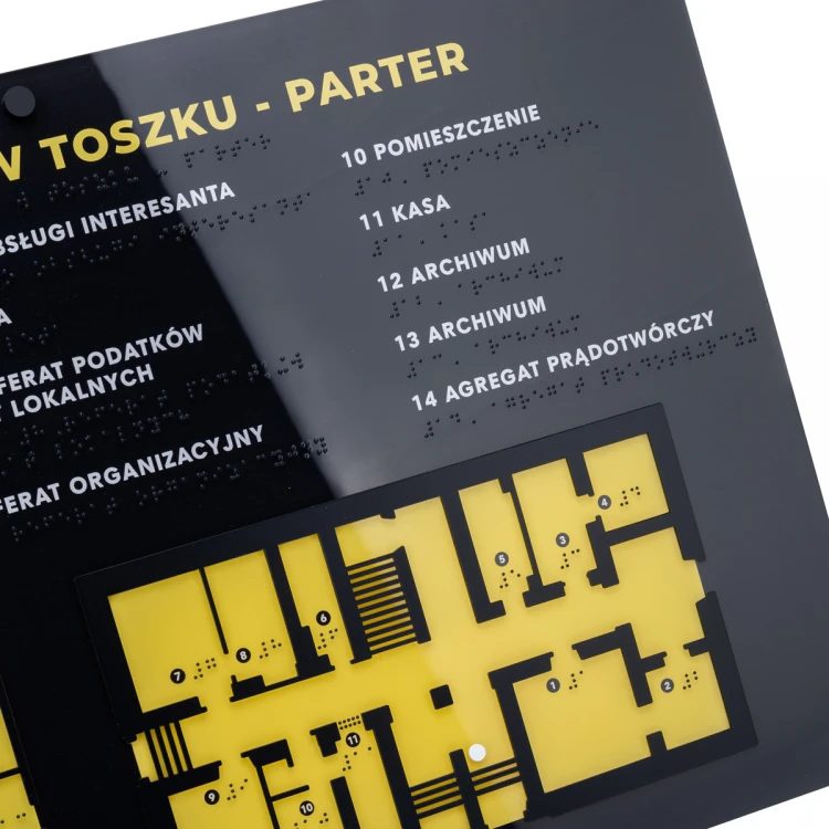 Plan tyflograficzny z pismem Braille'a - plexi i ADA - wym: 615x400mm - TAB484