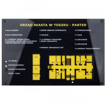 Plan tyflograficzny z pismem Braille'a - plexi i ADA - wym: 615x400mm - TAB484