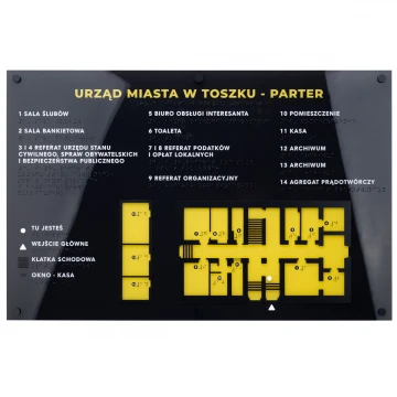 Plan tyflograficzny z pismem Braille'a - plexi i ADA - wym: 615x400mm - TAB484