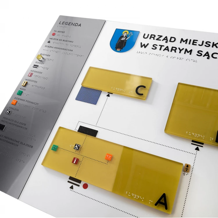 Plan tyflograficzny z pismem Braille'a na stopie stalowej - wym: 1000x650mm - TAB519