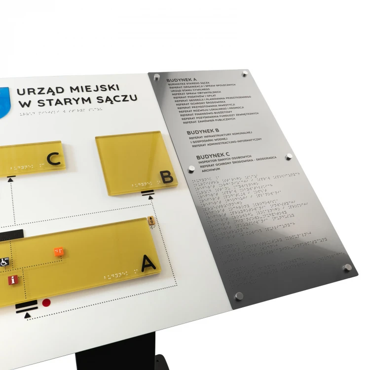 Plan tyflograficzny z pismem Braille'a na stopie stalowej - wym: 1000x650mm - TAB519