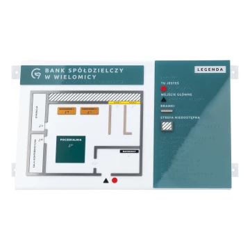 Plan tyflograficzny z pismem Braille'a - plexi, ADA i laminat - wym: 560x295mm - TAB553