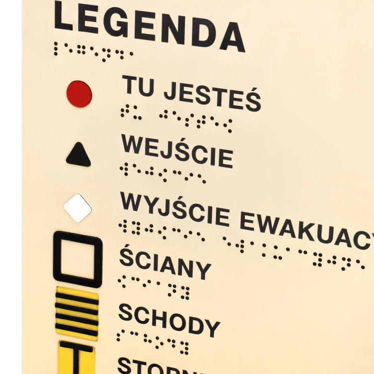 Plan tyflograficzny z pismem Braille'a sali kinowej, teatralnej, widowiskowej - tworzywo ADA, laminat i akryl - wym. 550x445mm - TAB585