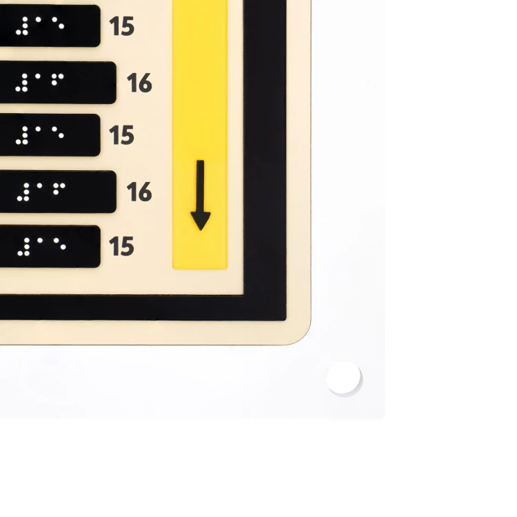 Plan tyflograficzny z pismem Braille'a sali kinowej, teatralnej, widowiskowej - tworzywo ADA, laminat i akryl - wym. 550x445mm - TAB585