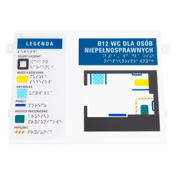 Plan tyflograficzny z pismem Braille'a - tworzywo ADA, laminat i akryl - wym. 297x210mm - TAB586