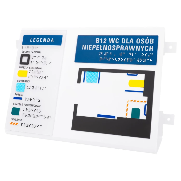 Plan tyflograficzny z pismem Braille'a - tworzywo ADA, laminat i akryl - wym. 297x210mm - TAB586
