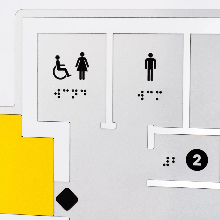 Plan tyflograficzny z pismem Braille'a - tworzywo ADA, laminat i akryl - wym. 850x650mm - TAB589