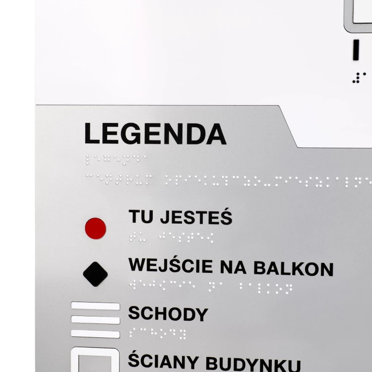 Plan tyflograficzny z pismem Braille'a - tworzywo ADA, laminat i akryl - wym. 850x650mm - TAB589